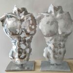 Demi-buste homme alu brut socle Théo – sculpture déco en métal, vue 1, fabrication artisanale design