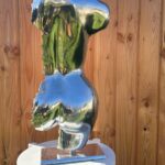 Demi-buste dos aluminium Karine – sculpture déco en métal, vue 1, fabrication artisanale design