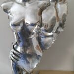 Demi-buste alu double Roméo et Juliette – sculpture déco en métal, vue 1, fabrication artisanale design