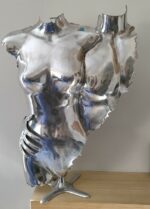 Demi-buste alu double Roméo et Juliette – sculpture déco en métal, vue 1, fabrication artisanale design