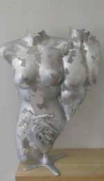 Demi-buste alu double Roméo et Juliette – sculpture déco en métal, vue 3, fabrication artisanale design