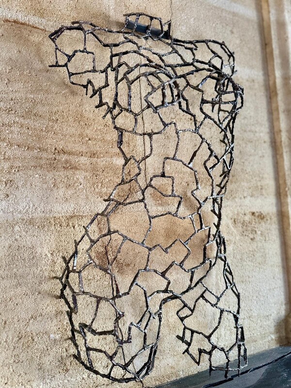 Demi-buste acier Théa – sculpture déco en métal, vue 1, fabrication artisanale design