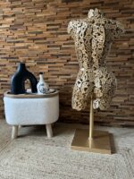 Buste de femme chaîne dorée sur pied Anaïs – sculpture déco en métal, vue 4, fabrication artisanale