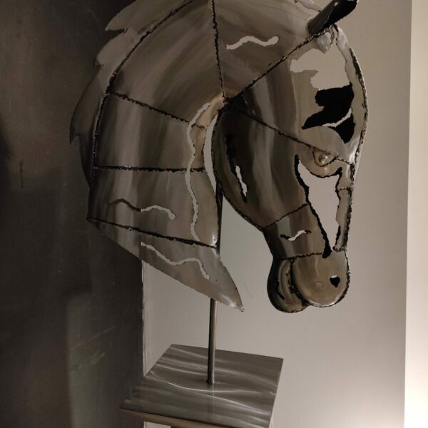 Tête de cheval brossée sur pied