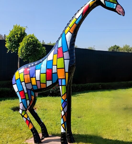 Girafe colorée métal