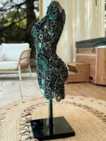 Buste femme en pièces mécaniques métal Ambre – sculpture déco en métal, vue 3, fabrication artisanale design