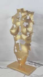 Demi-buste Femme alu Doré Eugénie – sculpture déco en métal, vue 2, fabrication artisanale design