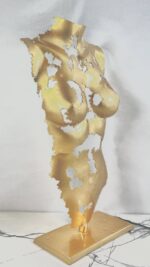 Demi-buste Femme alu Doré Eugénie – sculpture déco en métal, vue 3, fabrication artisanale design
