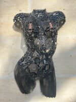 Demi-buste en métal pièces mécaniques Aurélie – sculpture déco en métal, vue 2, fabrication artisanale design