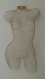Demi-buste anneaux métal Aurore – sculpture déco en métal, vue 1, fabrication artisanale design