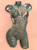 Demi-buste métal jarretière Jade – sculpture déco en métal, vue 2, fabrication artisanale design