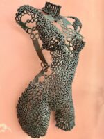 Demi-buste métal jarretière Jade – sculpture déco en métal, vue 3, fabrication artisanale design