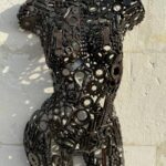 Demi-buste métal mécaniques Magali – sculpture déco en métal, vue 1, fabrication artisanale design