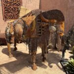 statue bison Amérique en métal recycle pour déco extérieur vue 1