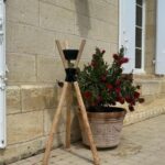 Bougie sur trépied noir en bois 120 cm