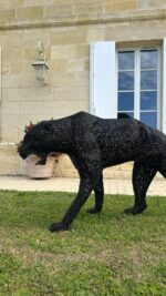 animaux métal Panthère noire en métal , sculpture contemporaine artisanale 3