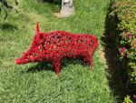 animaux en métal Sanglier en chaîne, métal forgé à la main, sculpture sauvage 2 rouge