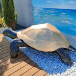 Tortue en métal, sculpture basse et douce pour jardin zen vue 3