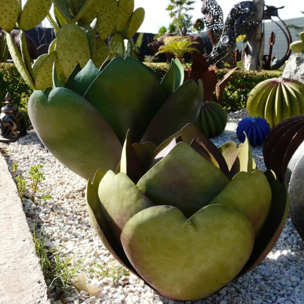 Plantes nénuphars décorative en métal vert pour espace extérieur désertique