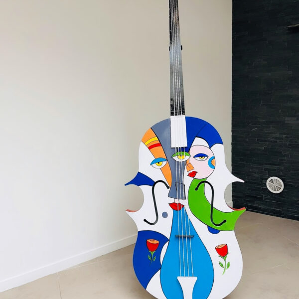 Sculpture Violoncelle Pop Art en Métal