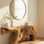 Console en bois de Suar sculptée – Racine unique