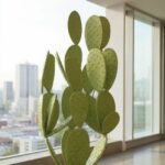 cactus vert en métal sur une terrasse